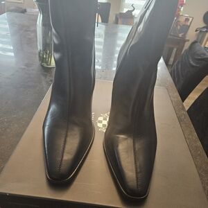 Vince Camuto Allie Womens Leather Stacked Heel Booties Black Size - 11M